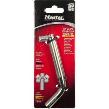 Master Lock 1414DAT Hitch Pin, 5/8 in Dia Pin, 2-1/2 in OAL, Hardened Steel, Nickel Chrome