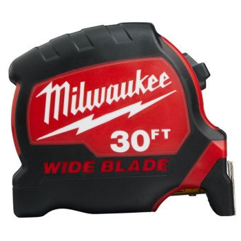 Milwaukee 48-22-0230 Tape Measure, 30 ft L Blade, 1-19/64 in W Blade, Steel Blade, ABS Case, Black/Red Case