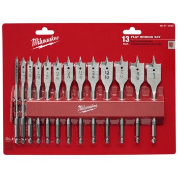 Milwaukee 48-27-1520 Boring Bit Set, Flat, 13-Piece, HCS