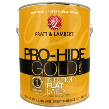 Pratt & Lambert Pro-Hide Silver 5000 Series 0000Z8180-16 Interior Paint, Flat Sheen, Bright White, 1 gal