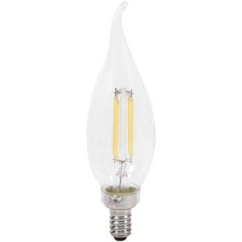 Sylvania 40791 Natural LED Bulb, Decorative, B10 Bent Tip Lamp, 40 W Equivalent, E12 Lamp Base, Dimmable, Clear