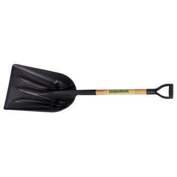 UnionTools 1681500 Snow Scoop, 14-1/4 in W Blade, 17-3/4 in L Blade, Polyethylene Blade, Wood Handle, 46 in OAL