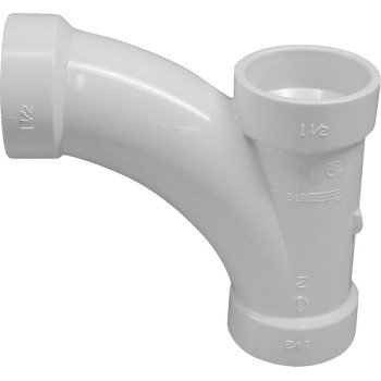 Canplas 194302 Combination Tee Pipe Wye, 2 in, Hub, PVC, White, SCH 40 Schedule