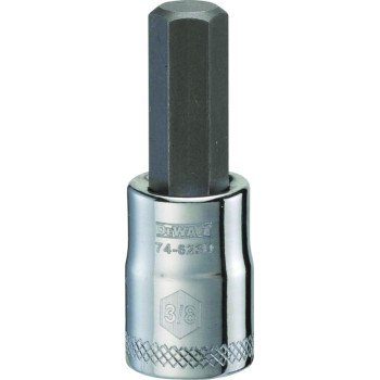 DEWALT DWMT74623OSP Fractional Hex Bit Socket, 3/8 in Tip, 3/8 in Drive, Polished Chrome Vanadium, 1-31/32 in OAL