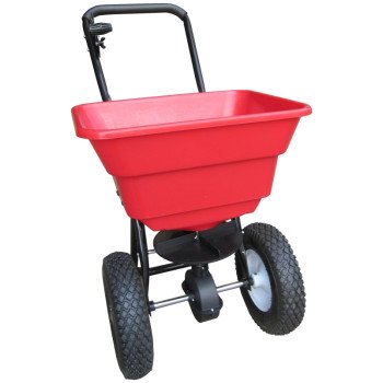 Vulcan YTL-016-360 Broadcast Spreader, 12 ft W Spread, 80 lb Capacity, Steel Frame, Poly Hopper, Black Hopper