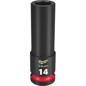 Milwaukee SHOCKWAVE Impact Duty Series 49-66-6275 Deep Impact Socket, 14 mm Socket, 1/2 in Drive, Square Drive, 6-Point