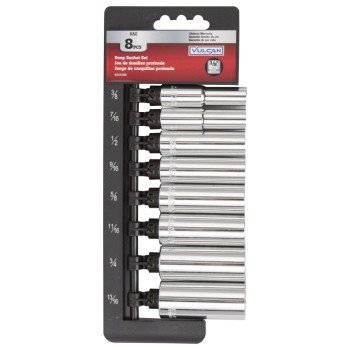 Vulcan TS1008 Socket Set, Chrome Vanadium Steel, Chrome