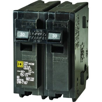 Square D Homeline HOM230C Circuit Breaker, Mini, 30 A, 2 -Pole, 120/240 V, Plug Mounting, Black