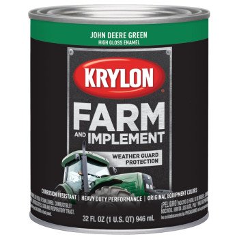 Krylon K02023000 Farm Equipment Paint, High-Gloss Sheen, John Deere Green, 1 qt, 50 to 200 sq-ft/gal Coverage Area