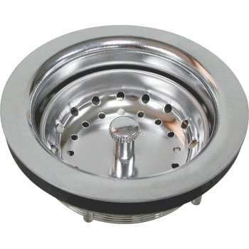 ProSource PMB-131 Basket Strainer, 3-1/2 in Dia, Chrome, For: 3-1/2 in Dia Opening Sink