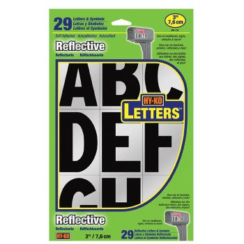 Hy-Ko MM-29L Reflective Letter, Character: A to Z, -, !, 3 in H Character, Black/Silver Character, Vinyl