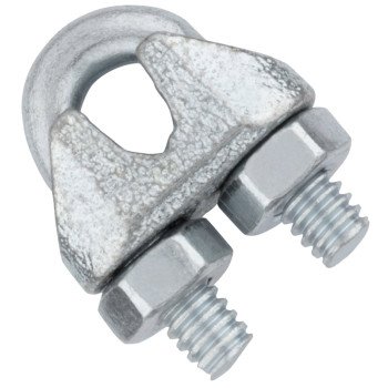 National Hardware N889-014 Wire Cable Clamp, 3/16 in Dia Cable, 1 in L, Malleable Iron/Steel, Electro Galvanized/Zinc