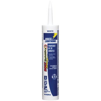 WHITE LIGHTNING BOLT W31010010 Siliconized Acrylic Latex Caulk, White, 5 to 7 days Curing, -30 to 180 deg F, 10 fl-oz