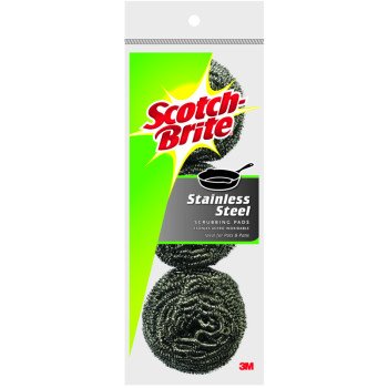 Scotch-Brite 214C Scrub Pad, Steel Abrasive, Silver