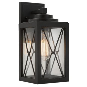 Boston Harbor 0387-WD Outdoor Wall Lantern, 120 V, 60 W, Aluminum Fixture, Black Fixture, Matte Fixture