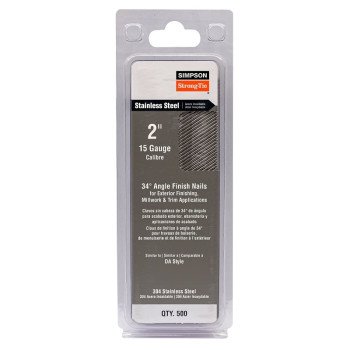 Simpson Strong-Tie S15N200SFB Collation Nail, 2 in L, 15 ga Gauge, Stainless Steel, D-Style, Smooth Head