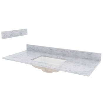 Craft + Main ST49228CWR Vanity Top, 22 in OAL, 49 in OAW, Marble, Carrara White, Undermount Sink, 1-Bowl, Eased Edge