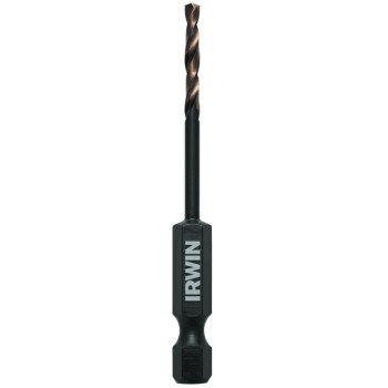 IRWIN 1871024 Impact Drill Bit, 7/64 in Dia, 2-11/16 in OAL, Spiral Flute, 1/4 in Dia Shank, Hex Shank