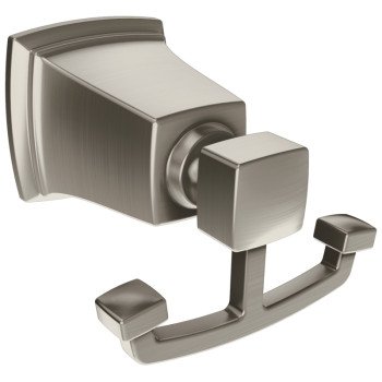 Moen Boardwalk Series Y3203BN Robe Hook, 2-Hook, Zamac, Brushed Nickel, Surface Mounting