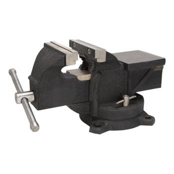 Vulcan JL25013 Bench Vise, 6 in Jaw Opening, 1/2 in W Jaw, 3 in D Throat, Cast Iron Steel, Serrated Jaw