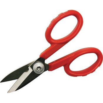 Gardner Bender ES-360 Electrician Scissor/Cutter, 5-1/2 in OAL, 1-5/8 in L Cut, Stainless Steel Blade, Red Handle