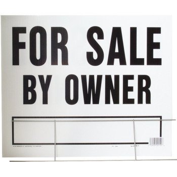 Hy-Ko LFS-1 Lawn Sign, For Sale By Owner, Black Legend, Plastic, 24 in W x 19 in H Dimensions