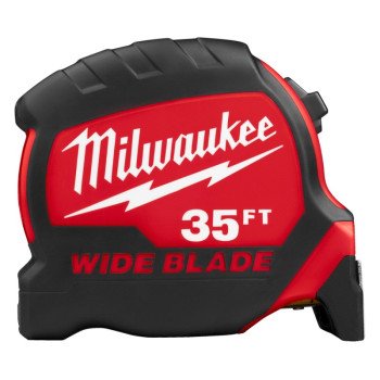 Milwaukee 48-22-0235 Tape Measure, 35 ft L Blade, 1-5/16 in W Blade, Steel Blade, ABS Case, Black/Red Case