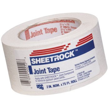 USG 380041024 Joint Tape, 75 ft L, 2-1/16 in W, 0.01 mm Thick, Solid, White