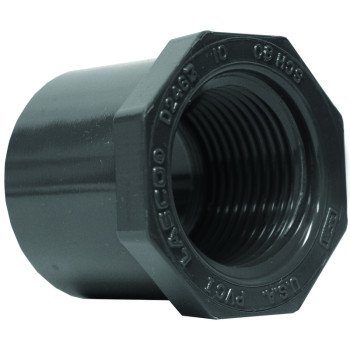 Lasco 838130BC Reducing Bushing, 1 x 1/2 in, Spigot x FIP, PVC, SCH 80 Schedule