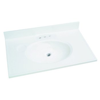 Foremost WS-1931 Vanity Top, 31 in OAL, 19 in OAW, Marble, Solid White, Countertop Edge