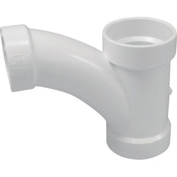 Canplas 194337 Reducing Combination Tee Pipe Wye, 4 x 4 x 2 in, Hub, PVC, White, SCH 40 Schedule