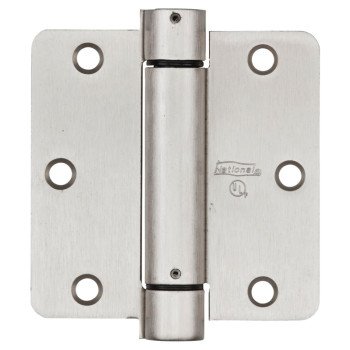 National Hardware N350-835 Spring Hinge, 3-1/2 in L Dimensions, Steel, Satin Nickel, For: Hinge Cutout and Fire Doors