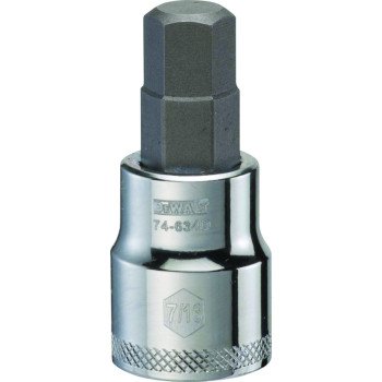 DEWALT DWMT74634OSP Fractional Hex Bit Socket, 7/16 in Tip, 3/8 in Drive, Polished Chrome Vanadium, 1-31/32 in OAL