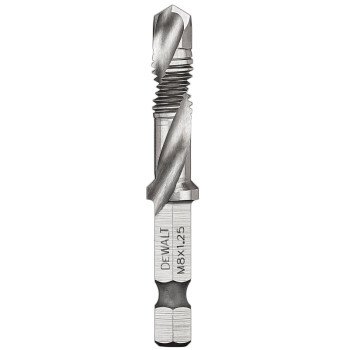 DEWALT IMPACT READY DWADTQTR8MM125 Tap and Drill Bit, 8 mm Dia, 3-Flute, Spiral Flute, HSS, 2-23/64 in L