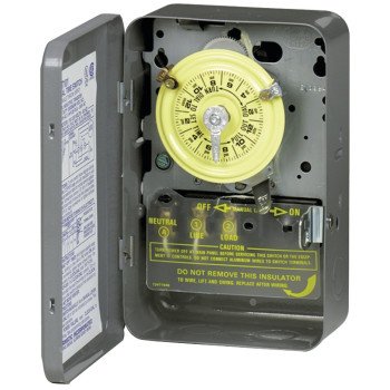 Intermatic T104 Mechanical Timer Switch, 40 A, 208/277 V, 3 W, 24 hr Time Setting, 12 On/Off Cycles Per Day Cycle