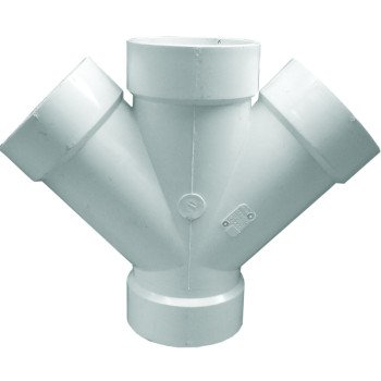 Canplas 192354Z Double Pipe Wye, 4 in, Hub, PVC, White, SCH 40 Schedule