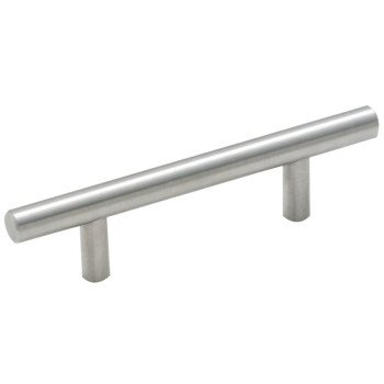 Amerock Bar Pulls Series 5PK19010CSG9 Cabinet Pull, 5-3/8 in L Handle, Carbon Steel, Sterling Nickel