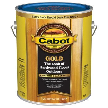 Cabot 140.0019470.007 Exterior Stain, Gold Gloss, Sun-Drenched Oak, Liquid, 1 gal, Can