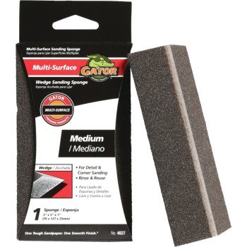 Gator 4637 Sanding Sponge, 5 in L, 2-1/2 in W, Medium, Aluminum Oxide Abrasive