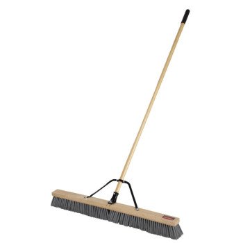 Rubbermaid 2040044 Heavy-Duty Push Broom, 37 in Sweep Face, 3 in L Trim, Synthetic Polypropylene Bristle, 62 in L