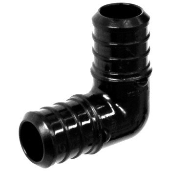 BOW 502104 Tube Elbow, 3/4 in, 90 deg Angle, Poly, Black