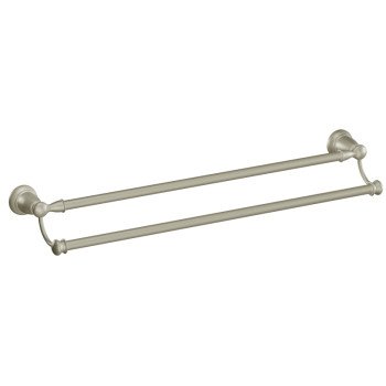 Moen Banbury Series Y2622BN Double Towel Bar, 24 in L Rod, Aluminum/Zamac, Brushed Nickel, Surface Mounting