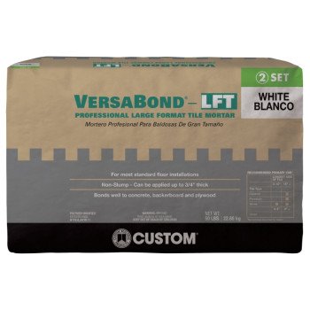 Custom VersaBond Series VBLFTMW50 Tile Mortar, White, Solid, 50 lb, Bag