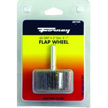 Forney 60184 Flap Wheel, 2 in Dia, 1 in Thick, 1/4 in Arbor, 60 Grit, Aluminum Oxide Abrasive