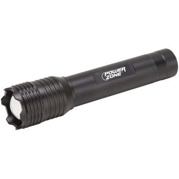 PowerZone 12106 Tactical Flashlight, AA Battery, LED Lamp, 1000 Lumens, 150 m Beam Distance, 12 hrs Run Time, Black