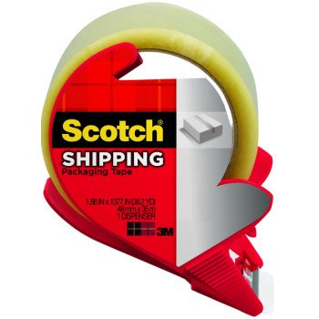 Scotch 3350S-RD Packaging Tape, Lightweight, 54.6 yd L, Clear, 1.88 in W, Polypropylene Backing