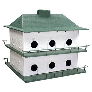 Heath PH-12 Bird House, 21 in W, 18 in H, Plastic, Green/White