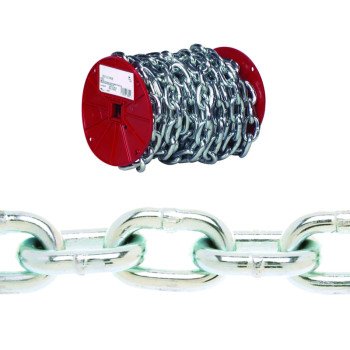 Campbell PD0725027 Proof Coil Chain, 3/16 in, 100 ft L, 30 Grade, Steel, Poly-Coated