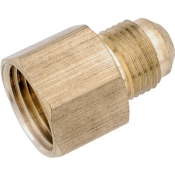 Anderson Metals 754046-0604 Tube Coupling, 3/8 x 1/4 in, Flare x FNPT, Brass