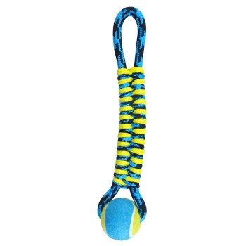 Pet Park Blvd US2048 19 Dog Toy, Twisted Tug with Tennis Ball Toy, Paracord, Blue